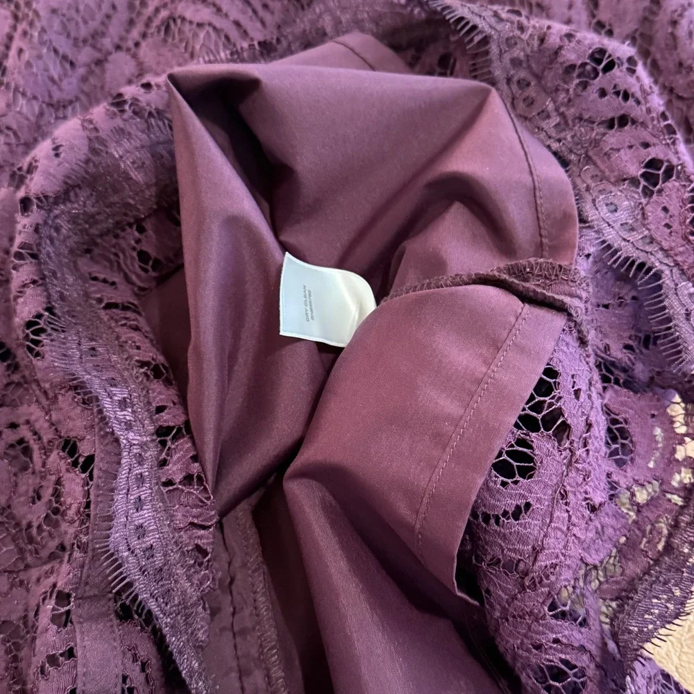 Adrianna Papell Purple Lace Sheath‎ Dress Cap Sleeve V-Neck Cocktail Size 6